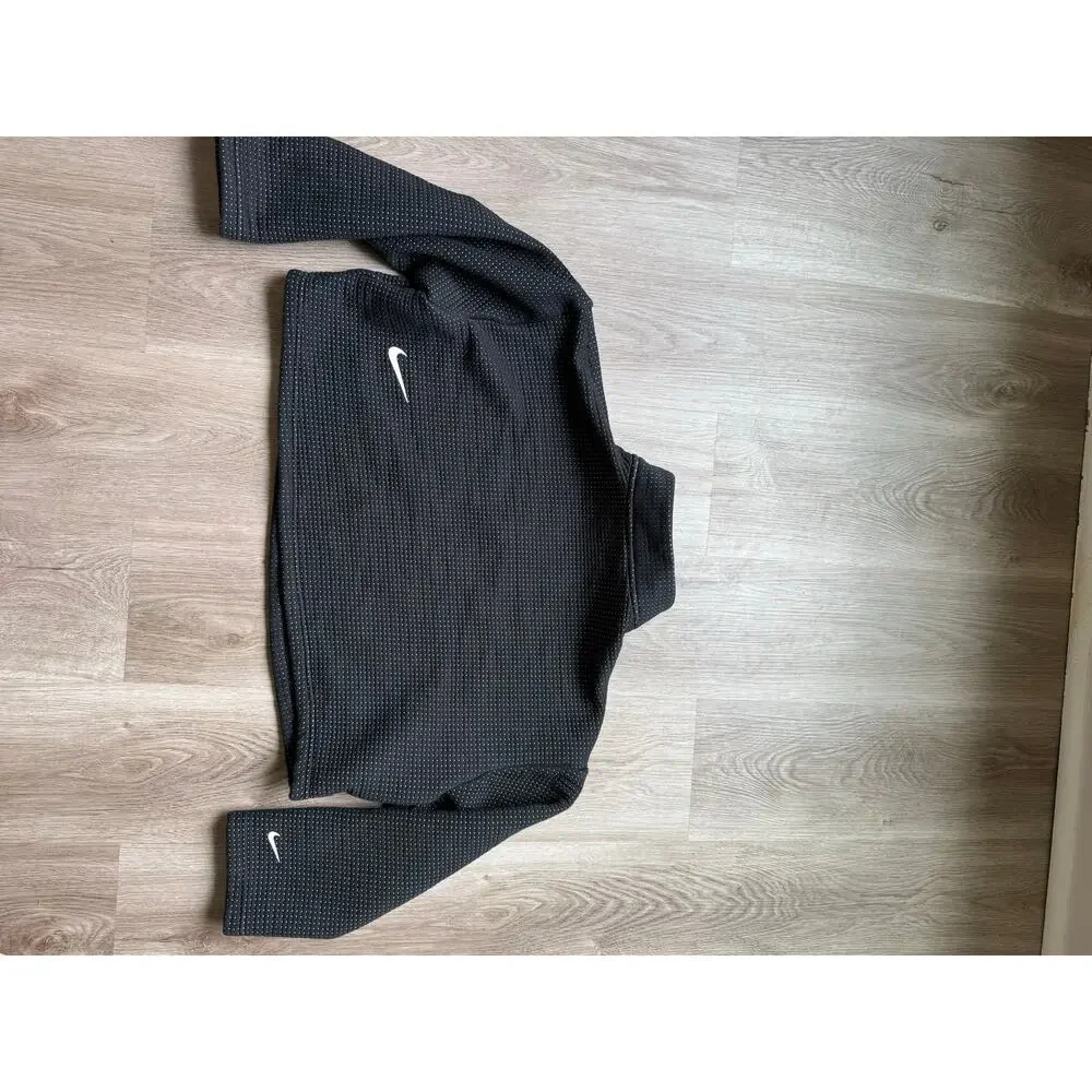 Nike Tech Fleece 1/4 Zip Cropped Sweatshirt, women’s Small Black White Polka Dot